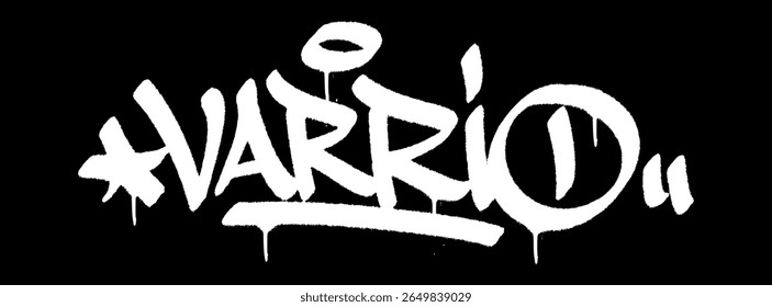 Grafite urbano tag word Vizinhança "Varrio" em negrito preto e branco rua estilo ilustração vetor.
