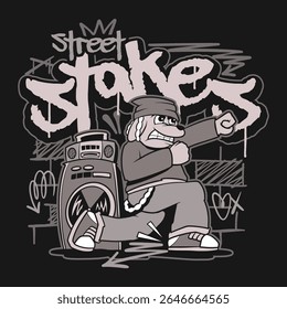 Urban graffiti vector set. Graffiti t-shirt designs bundle for print. Streetwear graphic tee shirt design,
Graffiti art t-shirt design bundle, urban culture with street style graphic set, Cartoon
