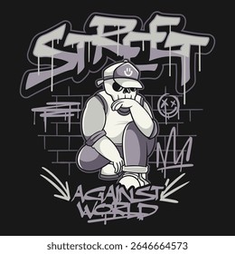 Urban graffiti vector set. Graffiti t-shirt designs bundle for print. Streetwear graphic tee shirt design,
Graffiti art t-shirt design bundle, urban culture with street style graphic set, Cartoon