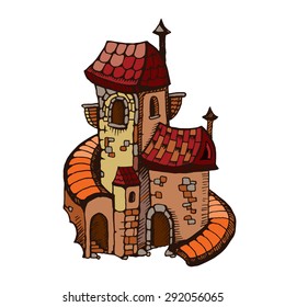 Urban graphic template made in vector. Medieval castles. Architectural or constructional flyer design.