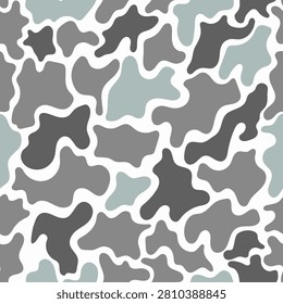 Urban Gray Camouflage Seamless Pattern | Tactical Monochrome Camo Background | Slate Silver Vector Texture
