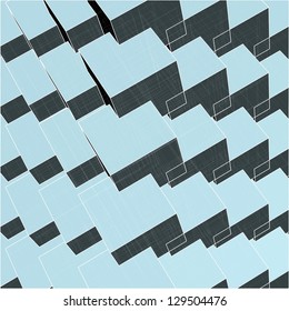 Urban Green Blue City Boxes Cube With Hidden Lines Vector 173