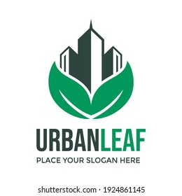 Urban or green city vector logo template. This design use building symbol. Suitable for environment.