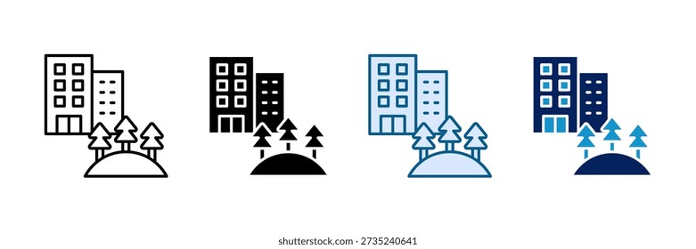 Urban Green Space Icon Set Multiple Style Collection