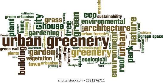 Urban greenery, word cloud concept. Collage made of words about urban greenery. Vector illustration