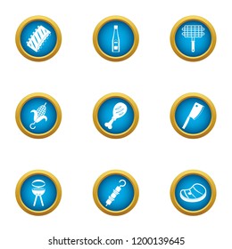 Urban grill icons set. Flat set of 9 urban grill vector icons for web isolated on white background