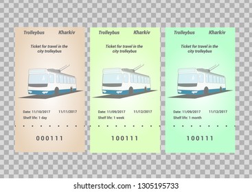 Urban ground transportation ticket on the trolley bus. way every day to work. vector