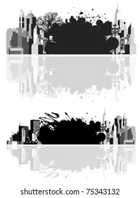 Grunge urbano. Todos los elementos y texturas son objetos individuales. Escala de ilustración vectorial a cualquier tamaño.