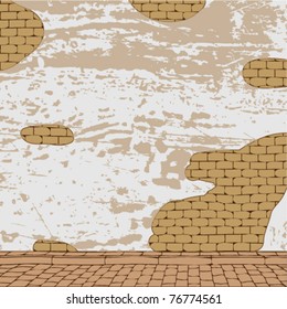 Fondo de zumbido urbano, textura de pared de ladrillo envejecido. Formato vectorial.