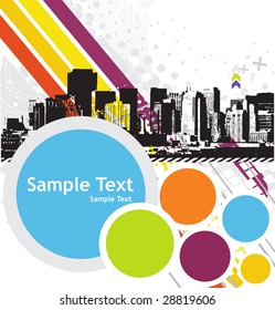 Urban grunge city with sample text background - vector illustration