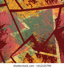 Urban grunge geometric seamless pattern