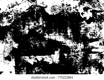 Urban grunge ink texture black and white on paper hand brush. Vintage abstract print. Vector illustration. Scratch and dash. Overlay, multiply filter.
