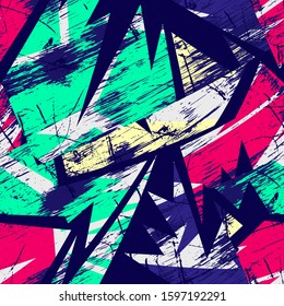 Urban grunge seamless pattern with chaotic curved elements.