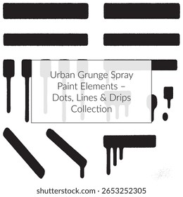 Elementos Urbanas de pintura en aerosol Grunge Líneas de puntos Goteos Colección