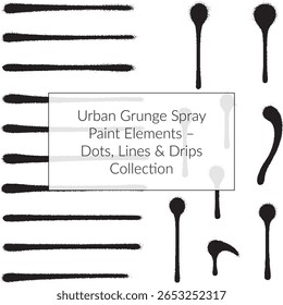 Elementos Urbanas de pintura en aerosol Grunge Líneas de puntos Goteos Colección