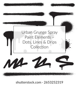 Urban Grunge Spray Paint Elements Dots Lines Drips Collection