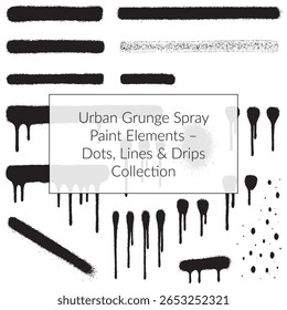 Urban Grunge Spray Paint Elements Dots Lines Drips Collection