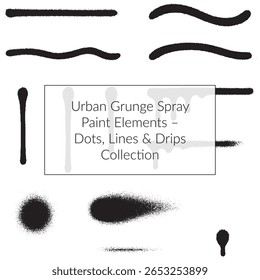 Elementos Urbanas de pintura en aerosol Grunge Líneas de puntos Goteos Colección