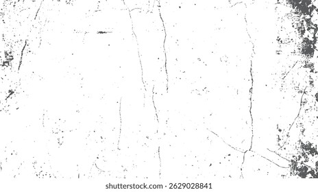Fundo de textura grunge urbana para projetos de design. Textura de sobreposição aflita preta para impacto visual. Rachaduras e poeira isoladas no layout de tela branca.