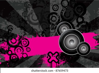 Urban grungy music background with place for text, vector