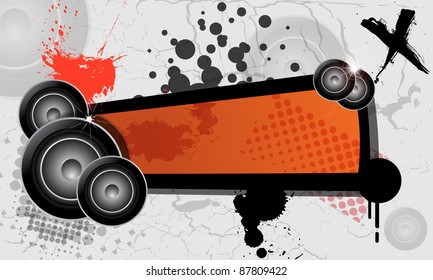 Urban grungy music banner with place for text, vector