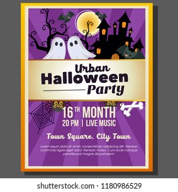 urban halloween party poster template with ghost