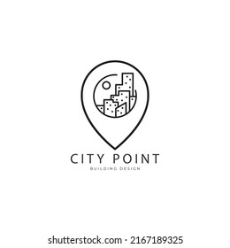 urban high rise building isolated circle logo design vector icon illustration