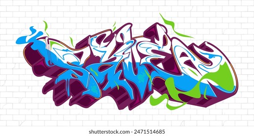 Urban Hip Hop Abstract Word Lets Graffiti Style Font Lettering Vector Illustration Template Art