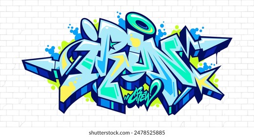 Urban Hip Hop Abstract Word Iron Graffiti Style Font Lettering Vector Illustration Template Art