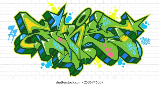 Urban Hip Hop Abstract Word First Graffiti Style Font Lettering Vector Illustration Template Art