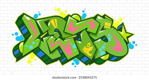 Urban Hip Hop Abstract Word Lets Graffiti Style Font Lettering Vector Illustration Template Art