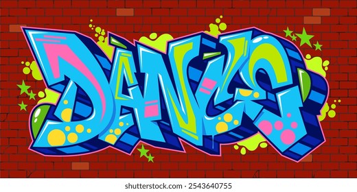 Urban Hip Hop Abstract Word Dance Graffiti Style Font Lettering Vector Illustration Template Art