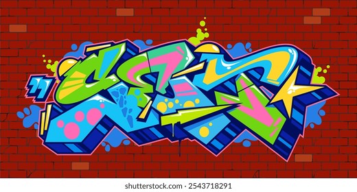 Urban Hip Hop Abstract Word Set Graffiti Style Font Lettering Vector Illustration Template Art
