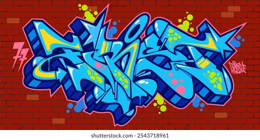 Urban Hip Hop Abstract Word First Graffiti Style Font Lettering Vector Illustration Template Art