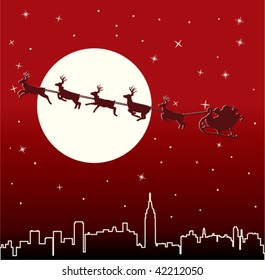 urban holiday background with santa
