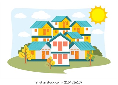 Urban House. Modern housing. Residential settlement vector illustration