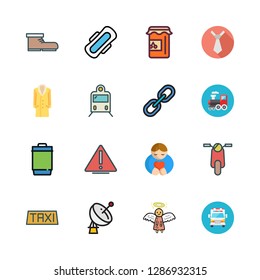 urban icon set. vector set about scooter, warning, garbage bin and tie icons set.