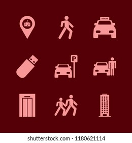 urban icon. urban vector icons set university location, pedestrian people, flash driver and office building