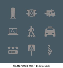 urban icon. urban vector icons set pedestrian sign, hotel three stars, pedestrian and taxi cab