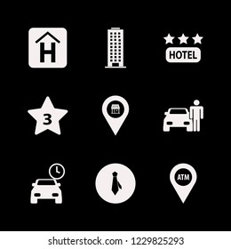 urban icon. urban vector icons set store location, tie, office building and hotel sign