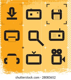 Urban icons for media resources. Vector illustration.