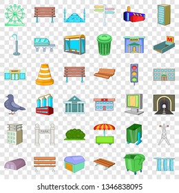 Urban icons set. Cartoon style of 36 urban vector icons for web for any design