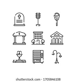 Urban icons set line - vector