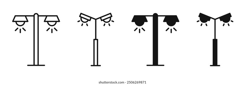 Urban Illumination Vector Icon Set. Roadside Lighting Fixture Vector Symbol for UI design.