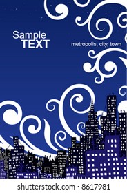 Urban illustration with sky-scraper, building