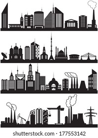 Urban and industrial buildings. Vector illustration