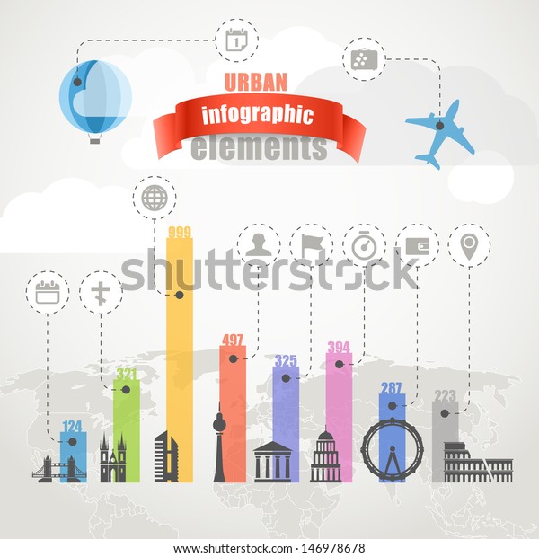 Urban Infographic Elements Collection Stock Vector (Royalty Free