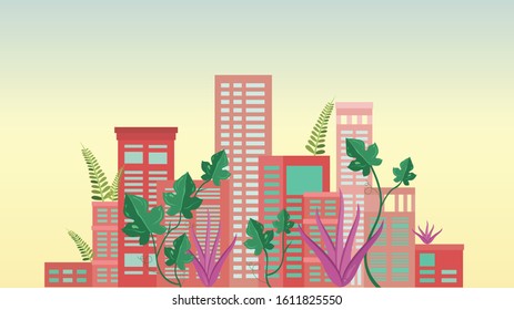 Urban jungle creative abstract cityscape