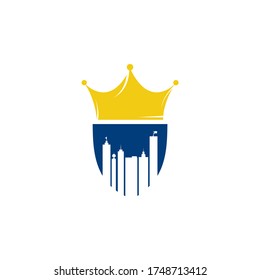 Urban King logo vector design. Crown city logo concept.