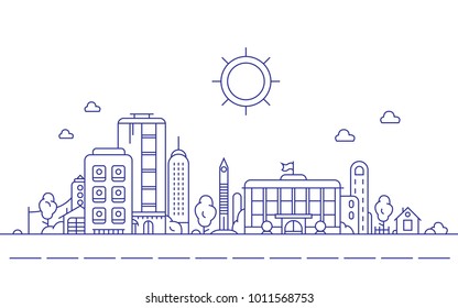 Urban landscape Building Line art Vector Illustration design
